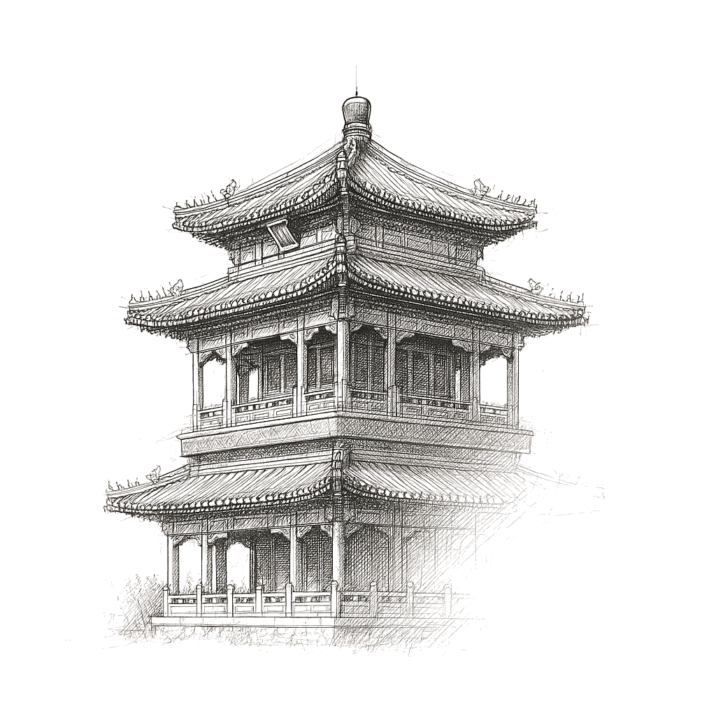Beijing landmark illustration